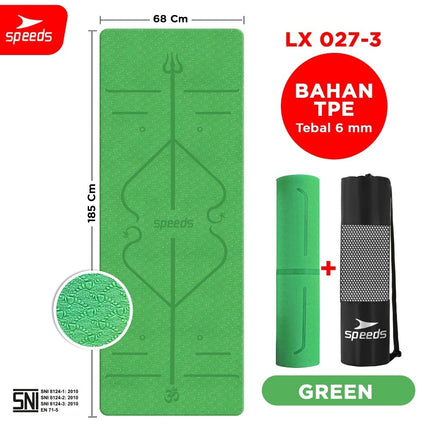 SPEEDS Matras Yoga TPE Tebal 6mm Alas Yoga Mat Alas Yoga Karpet Gym Gulung Berstandar SNI 027-3