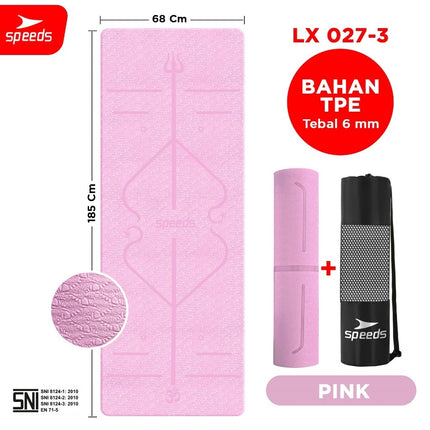SPEEDS Matras Yoga TPE Tebal 6mm Alas Yoga Mat Alas Yoga Karpet Gym Gulung Berstandar SNI 027-3