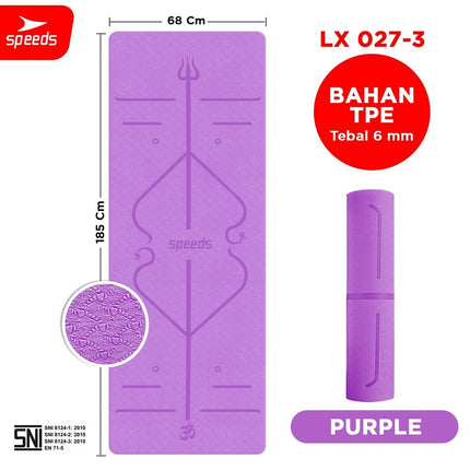SPEEDS Matras Yoga TPE Tebal 6mm Alas Yoga Mat Alas Yoga Karpet Gym Gulung Berstandar SNI 027-3