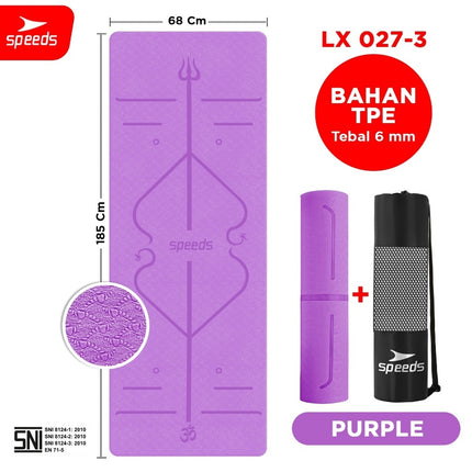 SPEEDS Matras Yoga TPE Tebal 6mm Alas Yoga Mat Alas Yoga Karpet Gym Gulung Berstandar SNI 027-3