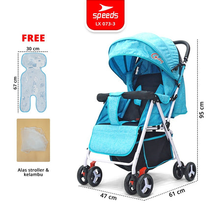 SPEEDS Stroller Anak Full Cover  Portabel Premium Newborn Baby Stroller Travel 2 Fitur Lengkap Kereta Dorong Bayi LX 073-3