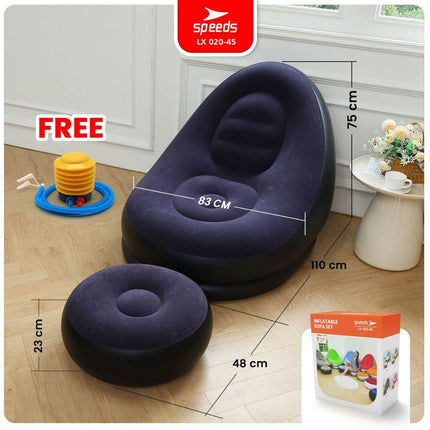 SPEEDS Sofa Angin Beanbag Squishy Jumbo Inflatable Sofa + Stool Tiup Lazy Bag Outdoor Indoor Lay Bag Aestetik 020-45