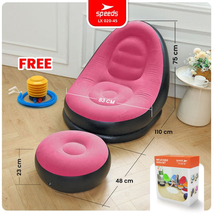Beanbag Squishy Jumbo Sofa Angin + Pijakan Kaki Inflatable Sofa + Stool Tiup Lazy Bag Lay Bag 020-45