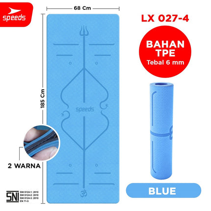 SPEEDS Yoga Mat TPE 6mm Matras Yoga Olahraga Meditasi Alas Yoga Karpet Berstandar SNI 027-4