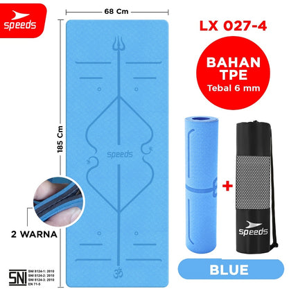 SPEEDS Yoga Mat TPE 6mm Matras Yoga Olahraga Meditasi Alas Yoga Karpet Berstandar SNI 027-4