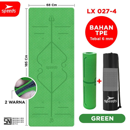 SPEEDS Yoga Mat TPE 6mm Matras Yoga Olahraga Meditasi Alas Yoga Karpet Berstandar SNI 027-4