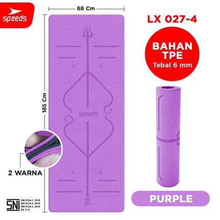 SPEEDS Yoga Mat TPE 6mm Matras Yoga Olahraga Meditasi Alas Yoga Karpet Berstandar SNI 027-4
