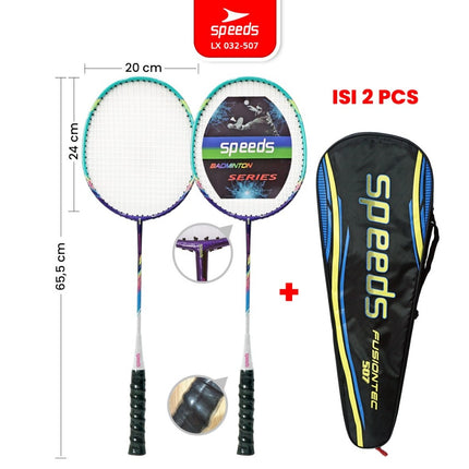 SPEEDS Raket Badminton Bulu Tangkis 1 Set isi 2pcs Racket Olahraga Pertandingan 032-301
