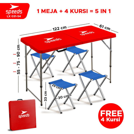 SPEEDS Meja Lipat Meja Rumah Jualan Lipat Panjang Camping Laptop Makan Belajar Portable Serbaguna 031-54