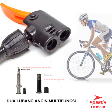Pompa Angin Floor Pump Pompa Udara Portabel 100 psi 3 Nozzle Serbaguna 016-11
