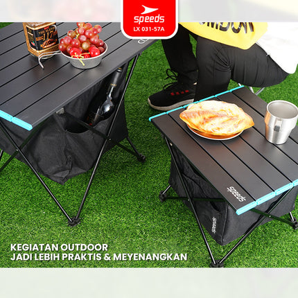 SPEEDS Meja Lipat Almunium Camping Portable Folding Outdoor Indoor Picnic Camping Table LX 031-56A