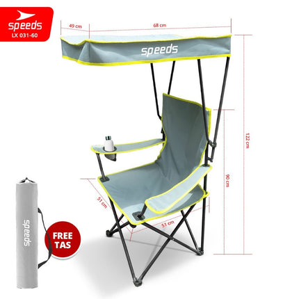 SPEEDS Kursi Lipat Outdoor Dengan Kanopi Portabel Folding Chair Portable Canopy Camping LX 031-60