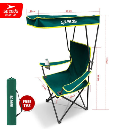 SPEEDS Kursi Lipat Outdoor Dengan Kanopi Portabel Folding Chair Portable Canopy Camping LX 031-60