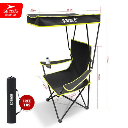 SPEEDS Kursi Lipat Outdoor Dengan Kanopi Portabel Folding Chair Portable Canopy Camping LX 031-60