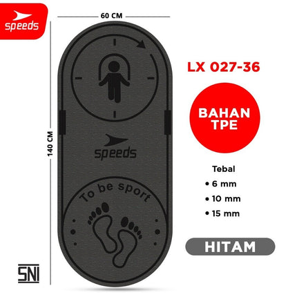 SPEEDS Skipping Mat 6-10-15mm Matras Lompat Tali Olahraga Fitness Jumping Mat Empuk Anti Slip 027-36