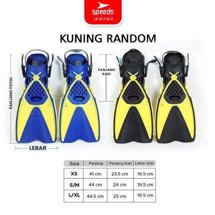 SPEEDS Kaki Katak Renang Kaki Selam Diving Fin Perlengkapan Snorkling Fins 017-612