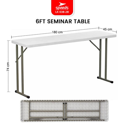 SPEEDS 180x45x74cm Plastic Folding Table Indoor Outdoor Multi-Purpose Large Picnic Table Joint Table 038-28