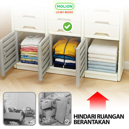 Lemari Plastik HDPE 115x34x95cm 3 Pintu 9 Laci Drawer Pakaian Mainan Serbaguna Minimalis 001-M2503