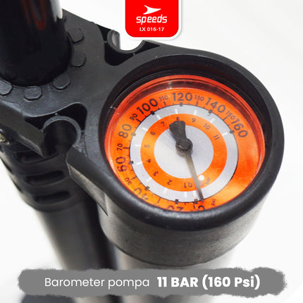 SPEEDS Pompa Angin Floor Pump 160 PSI Dual Tube Air Portabel Pompa Ban Serbaguna 016-17