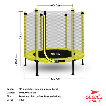 SPEEDS Trampolin Anak 48inch Mainan Lompat Anak Trampoline Jump Mainan Anak 067-15