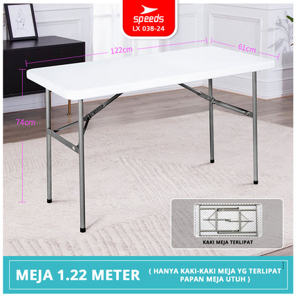 SPEEDS Folding Table 122x61x74cm Plastic Folding Table Indoor Outdoor Exhibition Multipurpose Large Dining Table 038-24