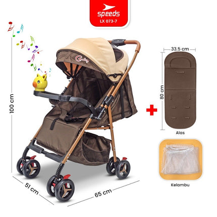 SPEEDS Stroller Anak Full Cover 2 Fitur Lengkap Kereta Dorong Bayi Newborn Baby Stroller Travel Indoor Oudoor Portabel Premium LX 073-7