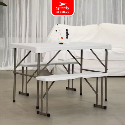 SPEEDS Meja Lipat Plastik SET 113x62x71cm Folding Table Indoor Outdoor Piknik Pameran Jualan Besar Meja Makan 038-29