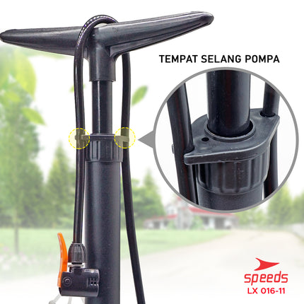 Pompa Angin Floor Pump Pompa Udara Portabel 100 psi 3 Nozzle Serbaguna 016-11