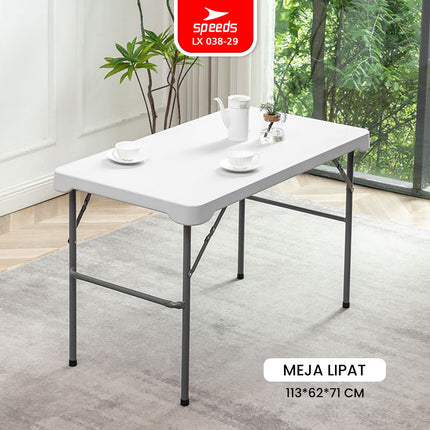 SPEEDS Meja Lipat Plastik SET 113x62x71cm Folding Table Indoor Outdoor Piknik Pameran Jualan Besar Meja Makan 038-29