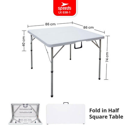SPEEDS Meja Lipat Plastik 86x86x74cm Folding Table HDPE Indoor Outdoor Piknik Pameran Jualan Besar Meja Makan 038-23