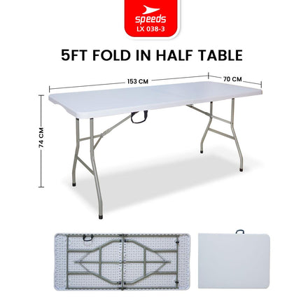 SPEEDS Meja Lipat Folding Table 244x75x74cm HDPE Indoor Outdoor Piknik Pameran Serbaguna Besar Meja Makan 038-5