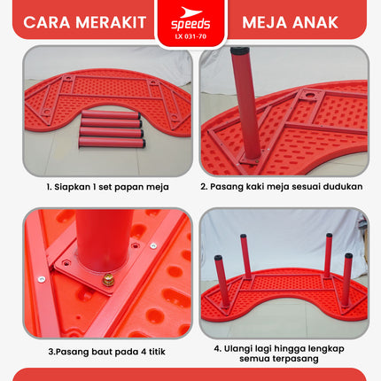 SPEEDS Meja Belajar Kokoh Colorfull Anak Bulan Moon Table Besar HDPE Meja TK Paud Playgroup Warna Warni Kids 031-70