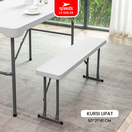 SPEEDS Meja Lipat Plastik SET 113x62x71cm Folding Table Indoor Outdoor Piknik Pameran Jualan Besar Meja Makan 038-29