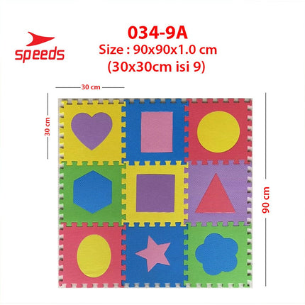 SPEEDS Matras Evamat 30x30cm Matras Puzzle Karpet Puzzle Matras Alas Lantai Evamat Alas Lantai Soft Matras 034-9
