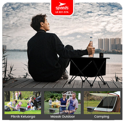 SPEEDS Meja Lipat Almunium Camping Portable Folding Outdoor Indoor Picnic Camping Table LX 031-56A