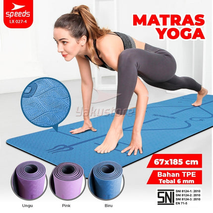 SPEEDS Yoga Mat TPE 6mm Matras Yoga Olahraga Meditasi Alas Yoga Karpet Berstandar SNI 027-4
