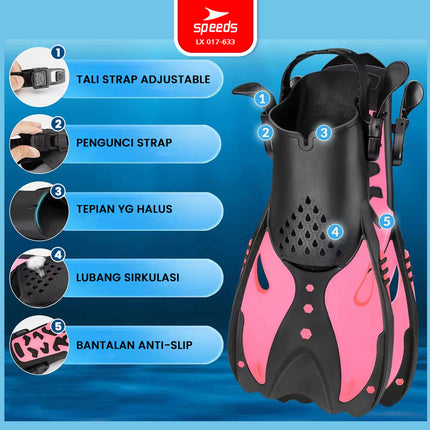 SPEEDS Kaki Katak Diving Fins Perlengkapan Swim Renang Snorkeling Laut Menyelam Kaki Kodok  017-633