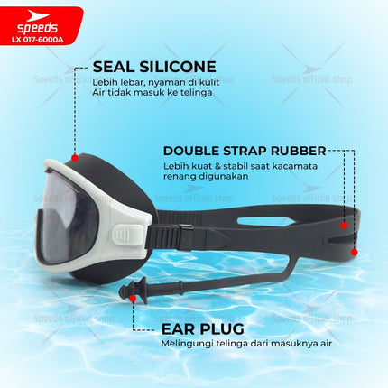 SPEEDS Kacamata Renang Dewasa Swimming Googles Remaja Anti FOG Anti UV Big Frame 017-6000
