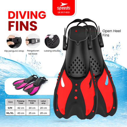 SPEEDS Kaki Katak Diving Fins Perlengkapan Swim Renang Snorkeling Laut Menyelam Kaki Kodok  017-633