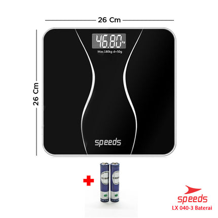 SPEEDS Timbangan Badan Digital180kg scale kaca Berat  Mini Max Original Impor 040-3