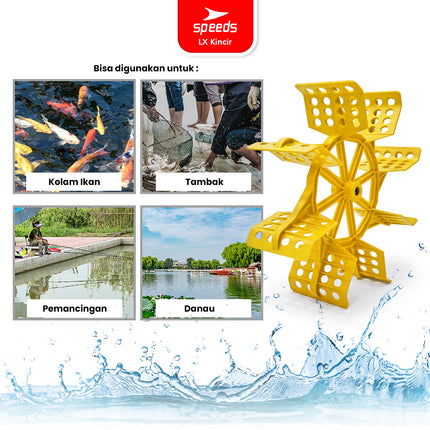 SPEEDS Kincir Air 66cm Tambak Impeller 8 Daun Cor Padat Pelampung Air Tambak Water Aerator