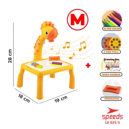 SPEEDS Meja Anak Belajar Karakter Meja Gambar Proyektor Mainan Edukasi Meja Lukis Anak 025-3