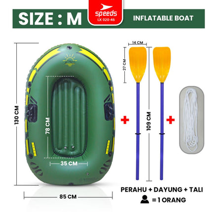 SPEEDS Perahu Karet Tiup Mancing Inflatable Boat 2 Orang Kayak + Dayung Arung Jeram 020-46