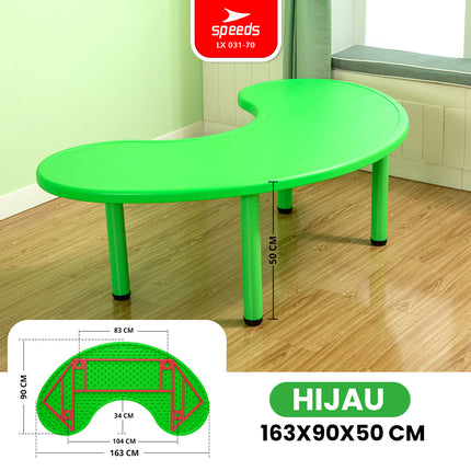 SPEEDS Meja Belajar Kokoh Colorfull Anak Bulan Moon Table Besar HDPE Meja TK Paud Playgroup Warna Warni Kids 031-70