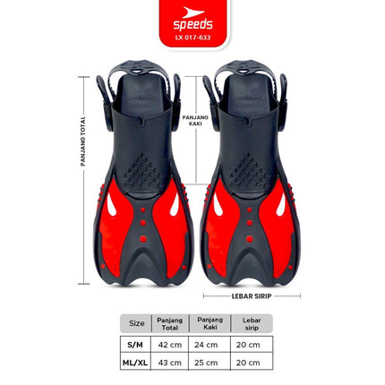 SPEEDS Kaki Katak Diving Fins Perlengkapan Swim Renang Snorkeling Laut Menyelam Kaki Kodok  017-633