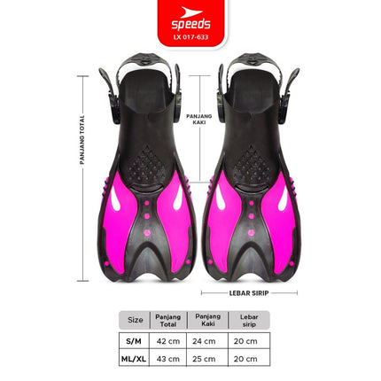 SPEEDS Kaki Katak Diving Fins Perlengkapan Swim Renang Snorkeling Laut Menyelam Kaki Kodok  017-633