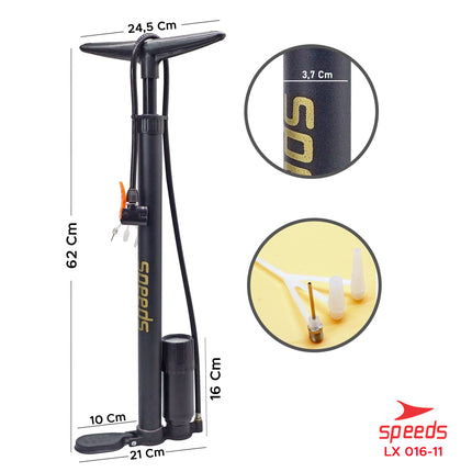 Pompa Angin Floor Pump Pompa Udara Portabel 100 psi 3 Nozzle Serbaguna 016-11