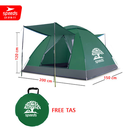 SPEEDS Tenda Camping Family Otomatis Piknik Gunung Mendaki 3-4 Orang Dengan Alas Anti Air 018-11