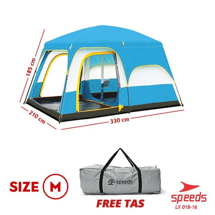 SPEEDS Tenda Camping Tent Besar Muat 3-5 Orang Tenda Kemah Outdoor + Kanopi Double Layer 018-16
