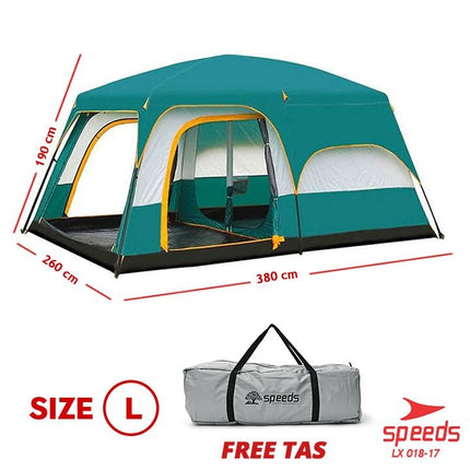 SPEEDS Tenda Camping Tenda Outdoor Camping Tent Kemping Besar 4-6 Orang Double Layer Dua Lapisan Kemah 018-17